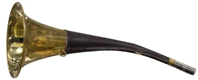 gorn-ohotnichij-kozhanaya-otdelka-40-sm-kruglyj-cvet-tyomno-korichnevyj 1