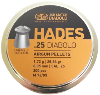 Puli pnevmaticheskie JSB Diabolo Hades k.6,35mm 1,72g (300sht)